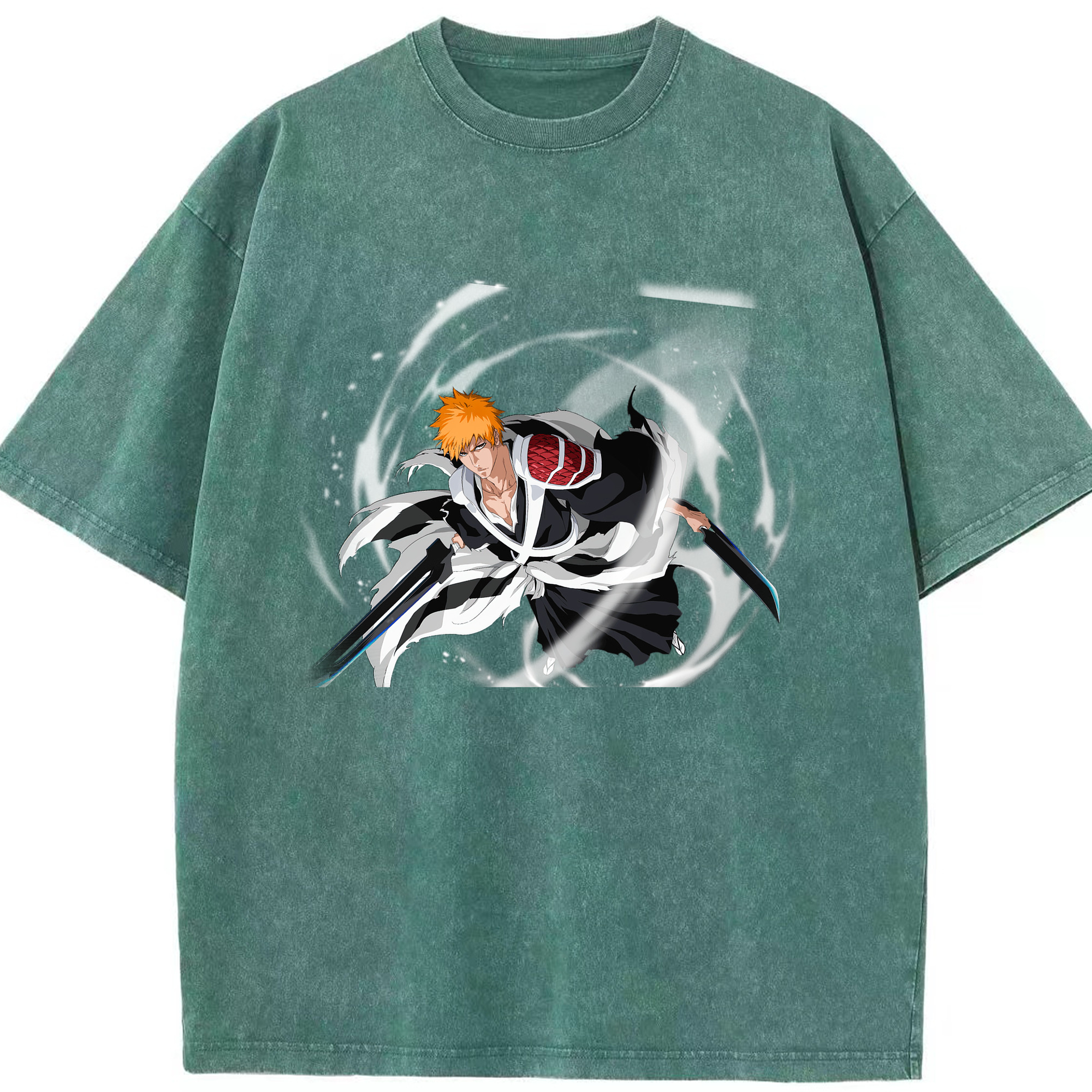 （画像用） ブリーチ 黒崎一護（くろさき いちご）BLEACH Kurosaki Ichigo 綿100% ヴィンテージ風 半袖Tシャツ（フロントプリント）